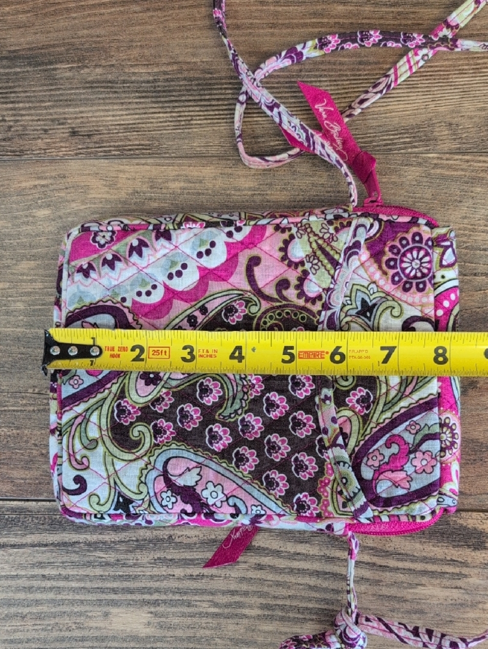 Vera Bradley Hot Pink Paisley Quilted ID Crossbody Bag AB174 - Picture 4 of 9